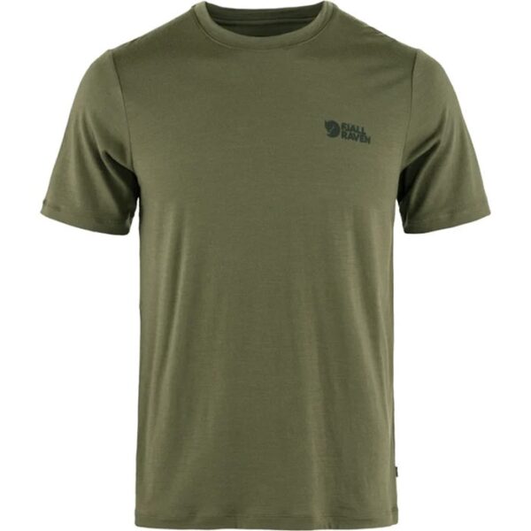 Fjällräven Abisko Wool Logo SS Herre / Mænd-laurel Grøn-L - T-Shirt, Polo-shirt