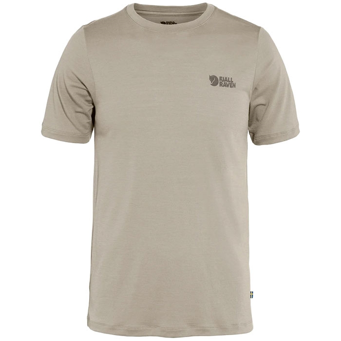 Fjällräven Abisko Wool Logo SS Herre / Mænd-light fossil-2XL - T-Shirt, Polo-shirt