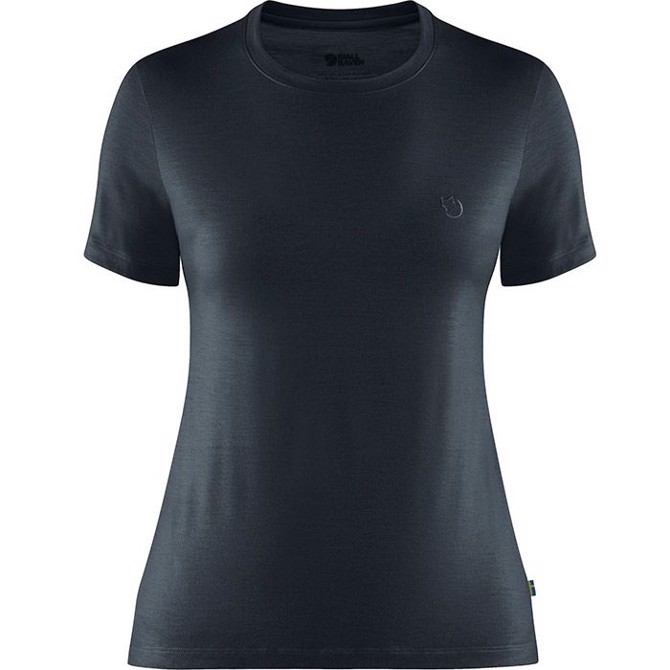 Fjällräven Abisko Wool SS Kvinder / Damer-dark navy-M - T-Shirts