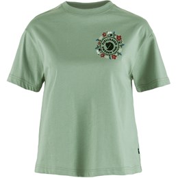 Fjällräven Fjällblomster Logo T-shirt Dame S Grøn Korte ærmer