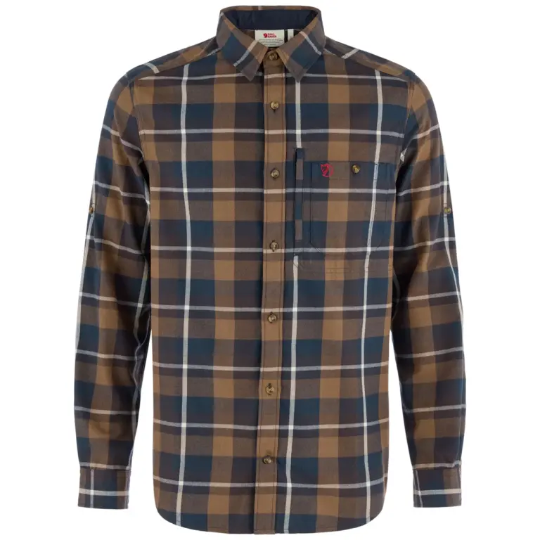 Fjällräven Fjällglim Regular Skjorte Man Wood Brown-Black Oak XL