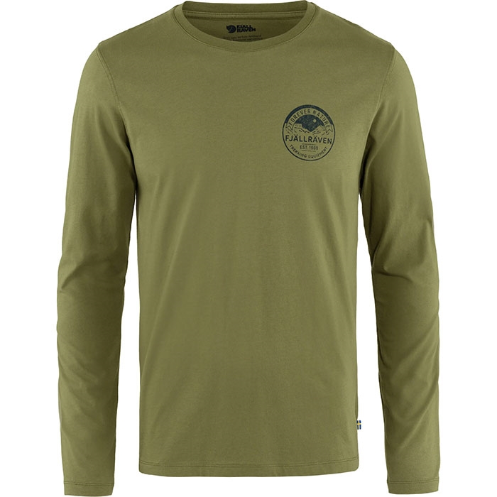 Fjällräven Forever Nature Badge LS Herre / Mænd-caper green-S - T-Shirt, Polo-shirt