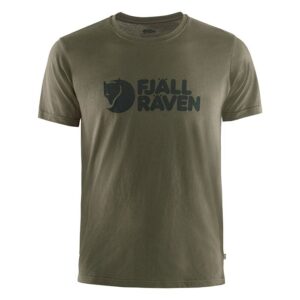 Fjällräven Logo T-Shirt Herre / Mænd-dark olive-L - T-Shirt, Polo-shirt