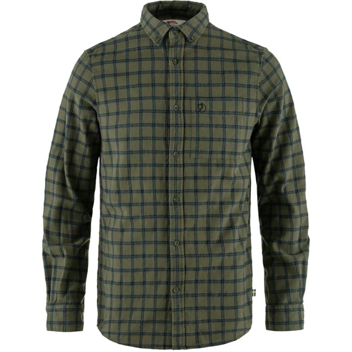 Fjällräven Övik Flannel Shirt Herre / Mænd-laurel green / indigo blue-2XL - Skjorter