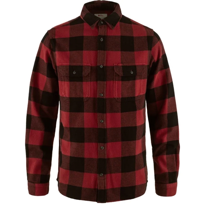 Fjällräven Övik Heavy Flannel Shirt Herre / Mænd-red-black-L - Skjorter