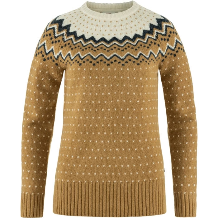 Fjällräven Övik Knit Sweater W-buckwheat brown/chalk white-L - Trøjer