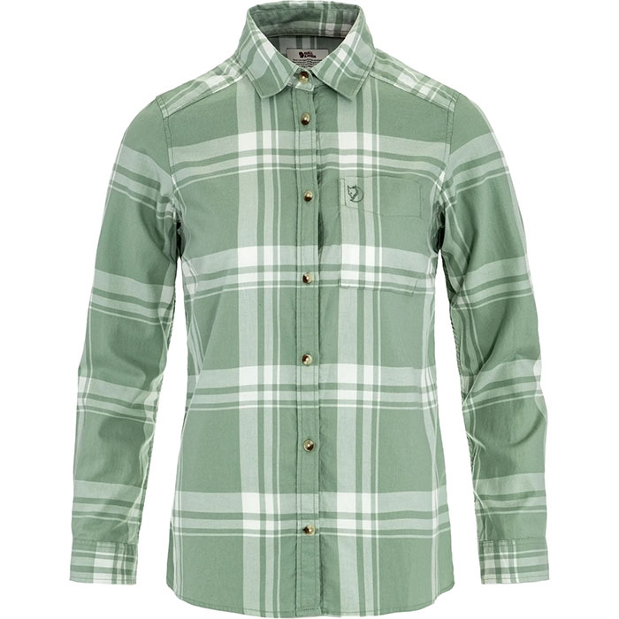 Fjällräven Övik Lite Flannel Shirt W-misty green / eggshell-L - Skjorter