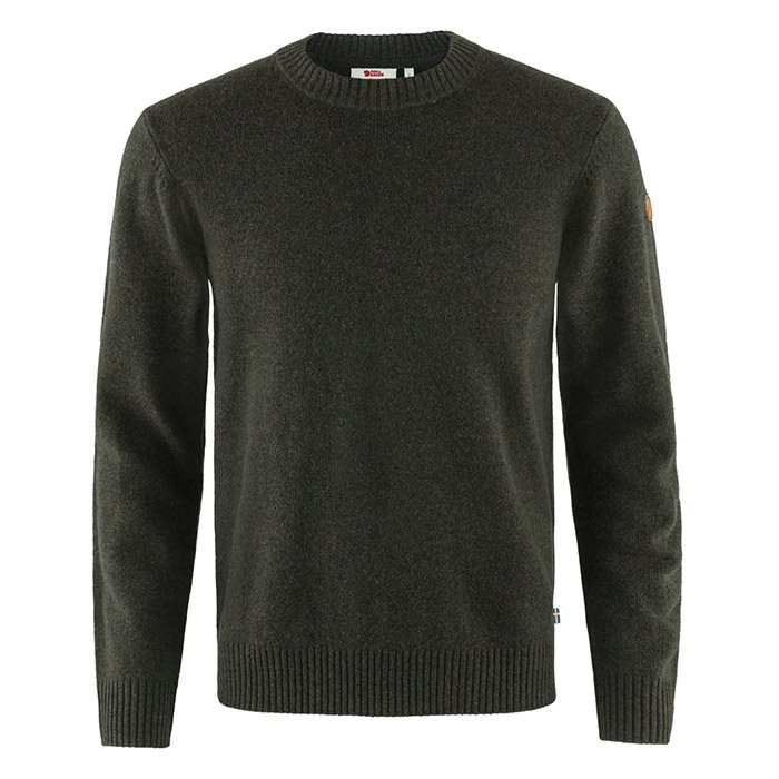 Fjällräven Övik Round-neck Sweater Herre / Mænd 100%uld-dark olive-2XL - Trøjer