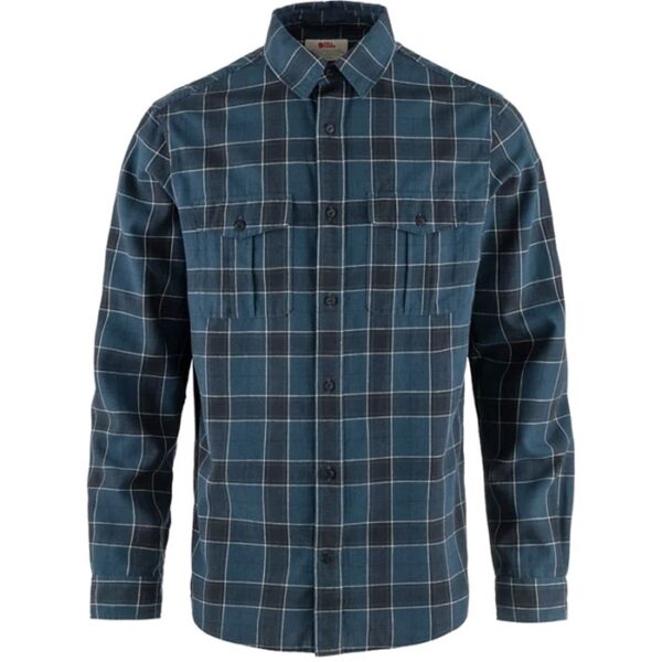 Fjällräven Övik Travel Shirt LS Herre / Mænd-Blå Blå/Mørkeblå-M - Skjorter