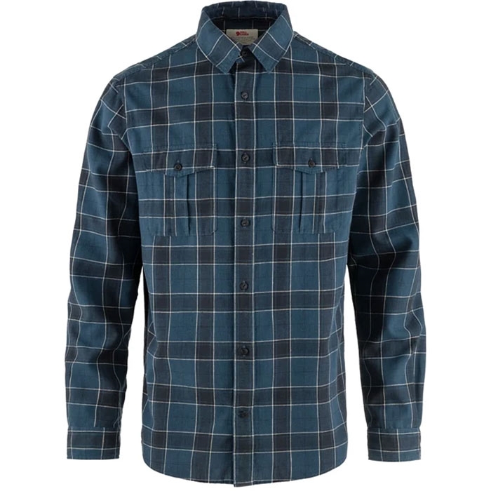 Fjällräven Övik Travel Shirt LS Herre / Mænd-indigo blue/dark navy-L - Skjorter