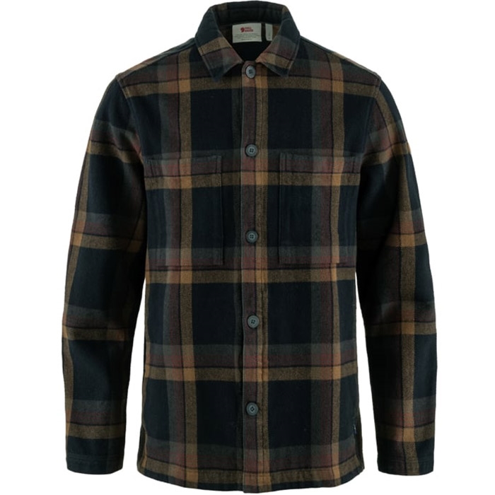 Fjällräven Singi Flannel Overshirt Herre / Mænd-dark navy / wood brown-2XL - Skjorter