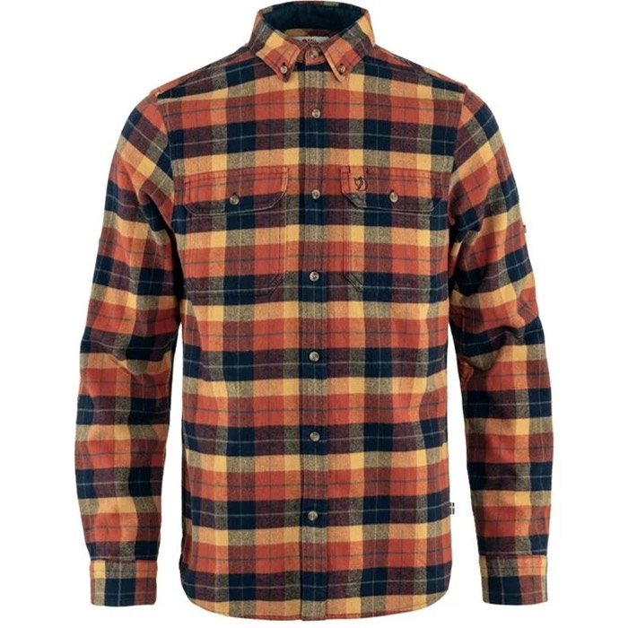 Fjällräven Singi Heavy Flannel Shirt Herre / Mænd-autumn leaf / dark navy-2XL - Skjorter