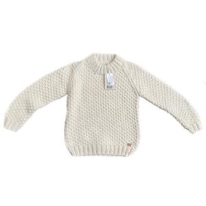 Fuza Wool Ladies Butterfly Sweater Round Neck, White