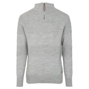 Fuza Wool Mens Nyhavn 1/2 Zip Sweater, Silver Grey