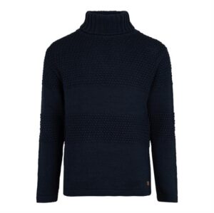 Fuza Wool Mens Nyhavn Sweater High Neck, Navy Melange