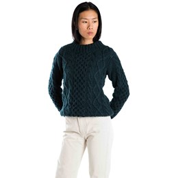 Fuza Wool Princess Sweater Round Neck Dame S/M Blå Trøjer & sweaters