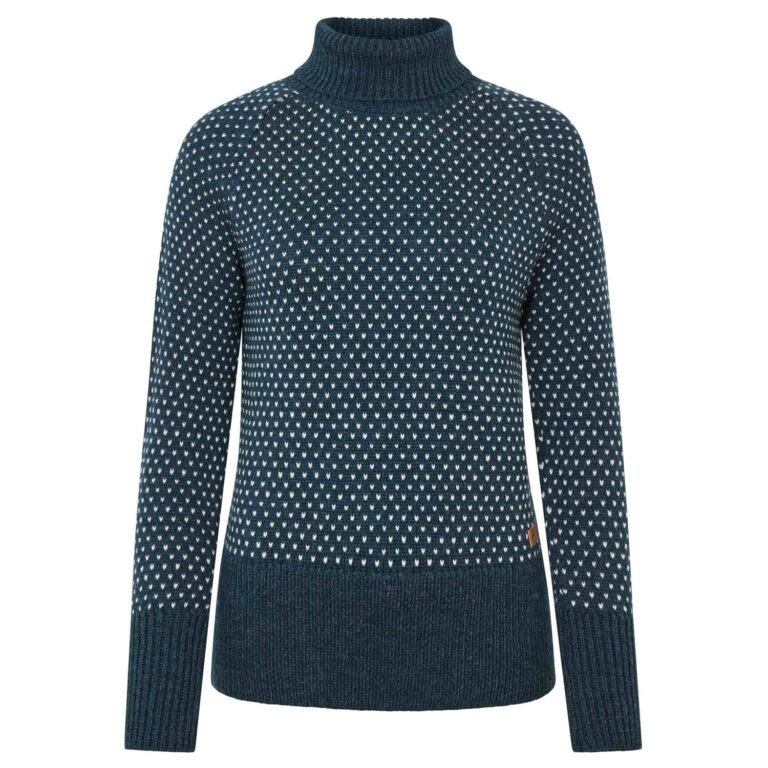 Fuza Wool Snowy Sweater High Neck Dame S Blå Trøjer & sweaters