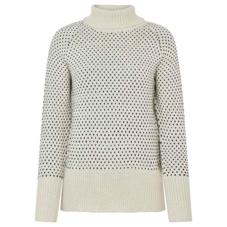 Fuza Wool Snowy Sweater High Neck Dame S Hvid/Sort Trøjer & sweaters