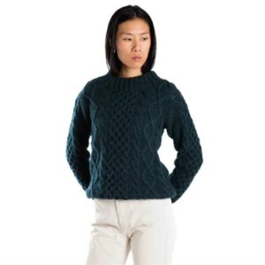Fuza Wool Womens Princess Sweater Round Neck, Indigo