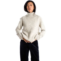 Fuza Wool Yrsa Sweater High Neck Dame S/M Beige Trøjer & sweaters