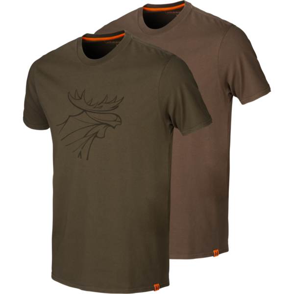 Härkila graphic t-shirt 2-pack Willow green/Slate brown M