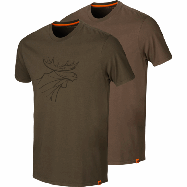 Härkila graphic t-shirt 2-pack Willow green/Slate brown S