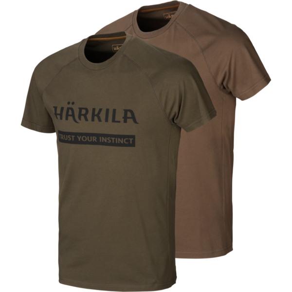 Härkila logo t-shirt 2-pack Willow green/Slate brown 5XL