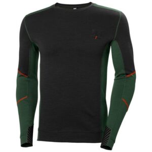 Helly Hansen Mens Lifa Merino Crewneck, Green / Ebony