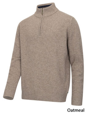 Hoggs Of Fife Lothian II 1/4 Zip Pullover-Oatmeal Marl-XXXL