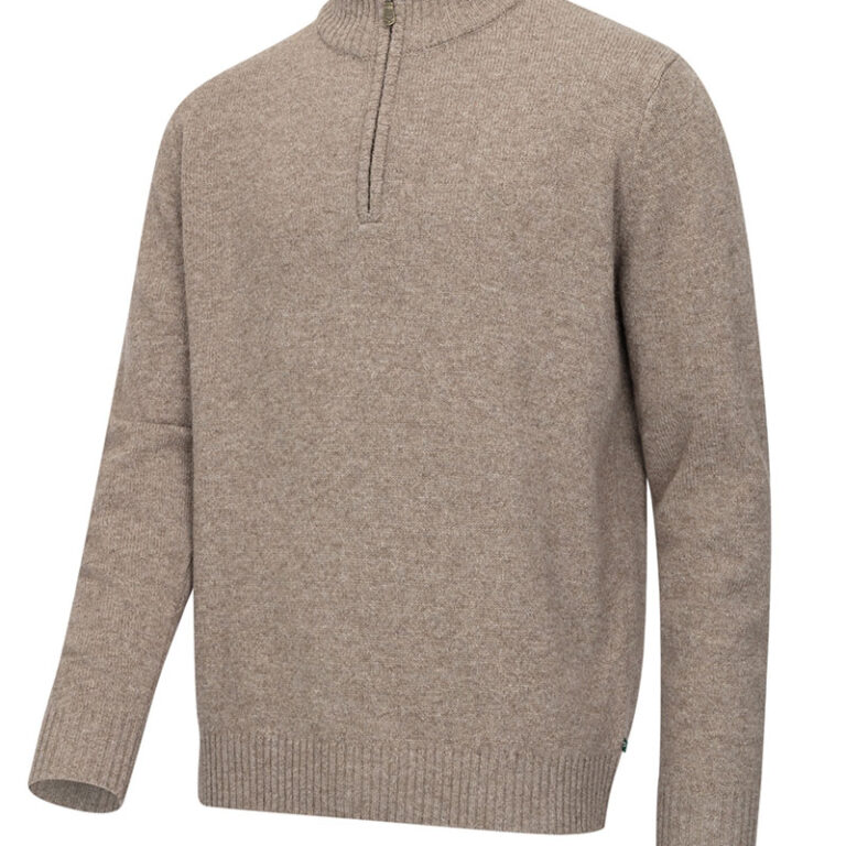 Hoggs Of Fife Lothian II 1/4 Zip Pullover-Oatmeal Marl-XXXL