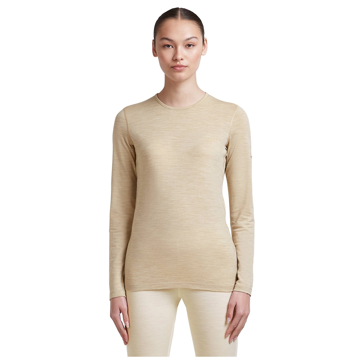 Icebreaker Merino 200 Oasis LS Crew Dame S Beige Undertrøjer