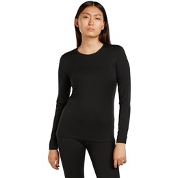 Icebreaker Merino 200 Oasis LS Crew Dame S Sort Undertrøjer