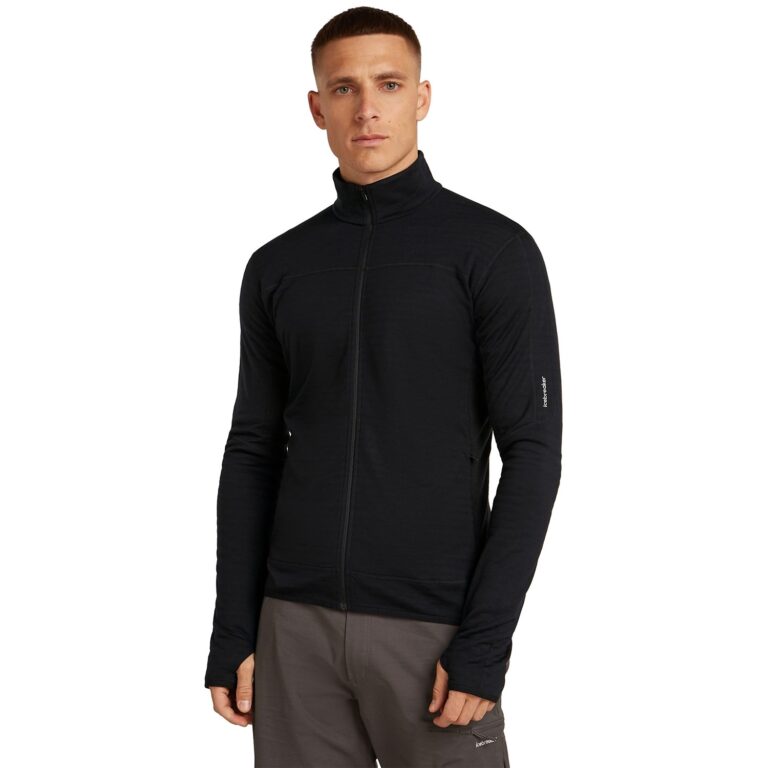 Icebreaker Merino Blend 300 RealFleece Descender LS Zip Herre L Sort Fleece