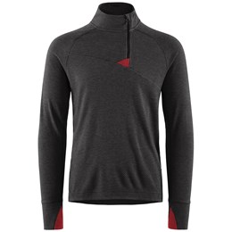 Klättermusen Huge Half Zip Sweater Herre L Grå/Rød Fleece