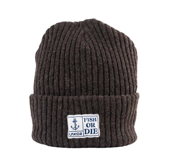 Lakor Fish or Die Beanie, Dark Brown