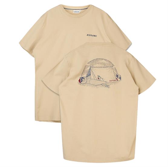 Lakor Mens Bear Inn T-Shirt, White Pepper