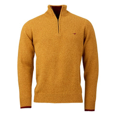 Laksen - Brompton Zip Neck Lammeuld Sweater - Gorse