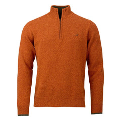 Laksen - Brompton Zip Neck Lammeuld Sweater - Terra