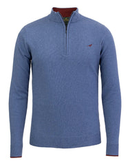 Laksen - Brompton Zip Neck Sweater - Loch Blue