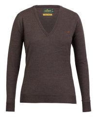 Laksen - Camilla V-neck Merino Sweater - Chocolate
