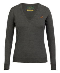 Laksen - Camilla V-neck Merino Sweater - Loden Green