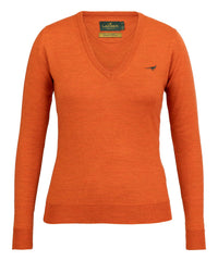Laksen - Camilla V-neck Merino Sweater - Orange