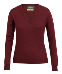 Laksen - Camilla V-neck Merino Sweater - Vintage Port