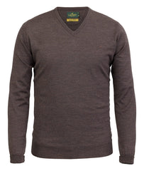 Laksen - Sussex V-neck Merino Sweater - Chocolate