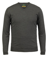 Laksen - Sussex V-neck Merino Sweater - Loden Green