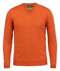 Laksen - Sussex V-neck Merino Sweater - Orange