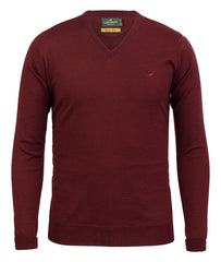 Laksen - Sussex V-neck Merino Sweater - Vintage Port