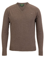 Laksen - Trent V-neck Lambswool Sweater - Camel (Dark)