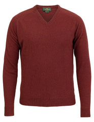 Laksen - Trent V-neck Lambswool Sweater - Rusty