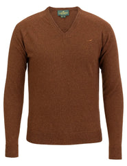 Laksen - Trent V-neck Lambswool Sweater - Toffee
